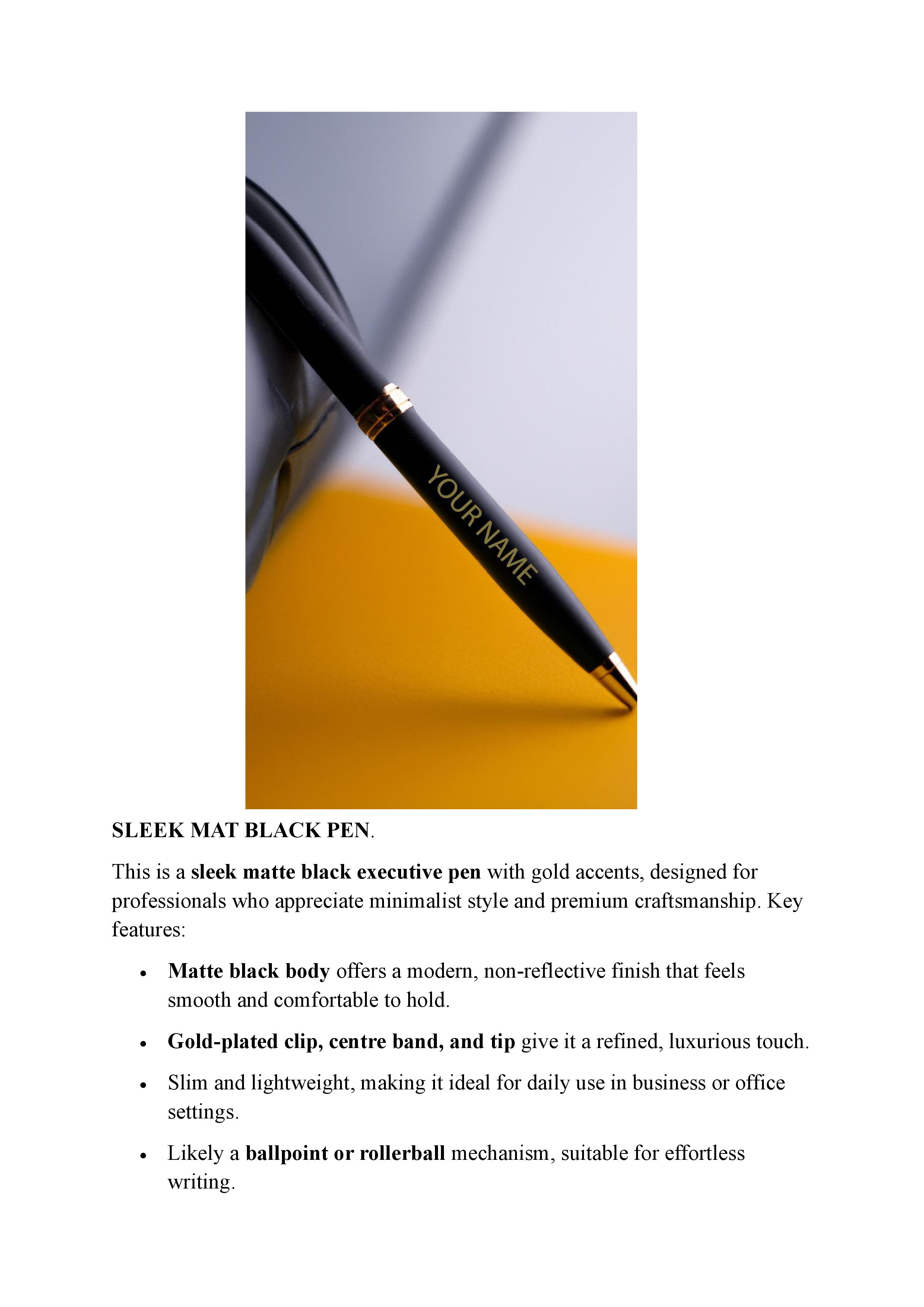 Sleek Mat Black Pen